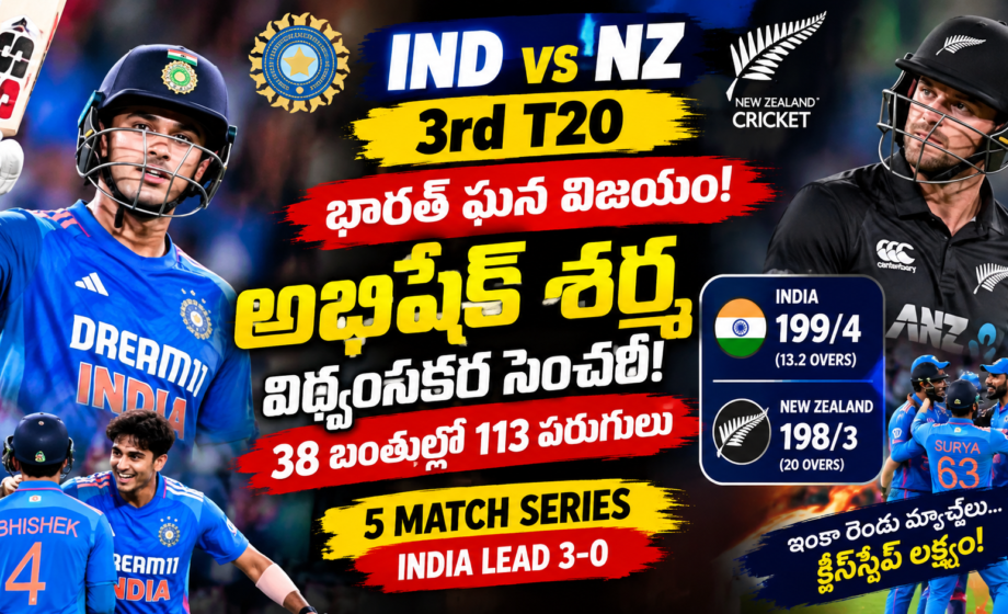 IND vs NZ 3rd T20: అభిషేక్ శర్మ విధ్వంసం.. న్యూజిలాండ్‌పై భారత్ ఘన విజయం!