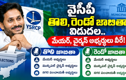 YCP Municipal Candidates List 2026 వైసీపీ అభ్యర్థుల జాబితా